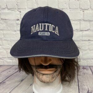 Vintage Nautica Jeans Co. Dad Hat Cap Strap Back Navy Blue 90s Fits Small Size